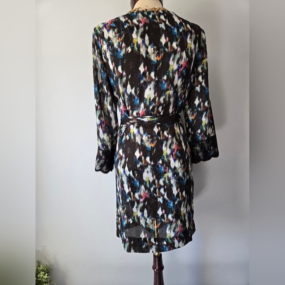 RACHEL ROY Watercolour Patterned Semi Sheer Lightweight Belted Dress. Size M - Picture 8 of 13